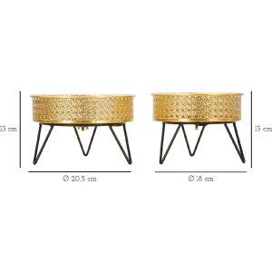 Mauro Ferretti Bossy bloemenstandaard set van 2 Ø 20,5x13 en 18x13 cm zwartgoud