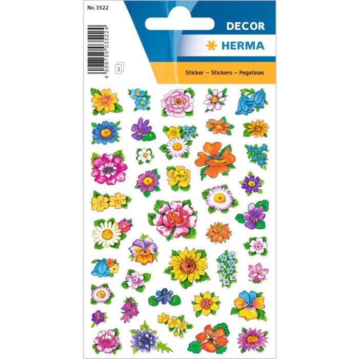 Decoratieve etiketten decor Kleine bloemhoofdjes 3 sh.