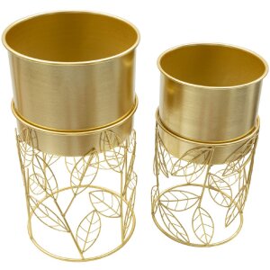 Mauro Ferretti plantenstandaard Livi set van 2 stuks Ø 23x43-20x36 cm goud