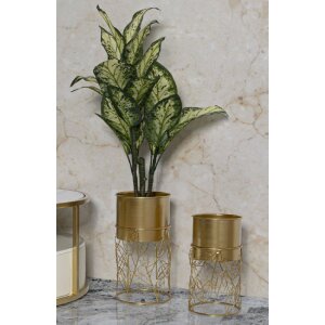 Mauro Ferretti plantenstandaard Livi set van 2 stuks Ø 23x43-20x36 cm goud
