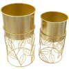 Mauro Ferretti plantenstandaard Livi set van 2 stuks Ø 23x43-20x36 cm goud