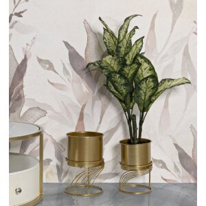 Mauro Ferretti plantenstandaard Spirally Set 2-delig Ø 23x35-20x30 cm goud