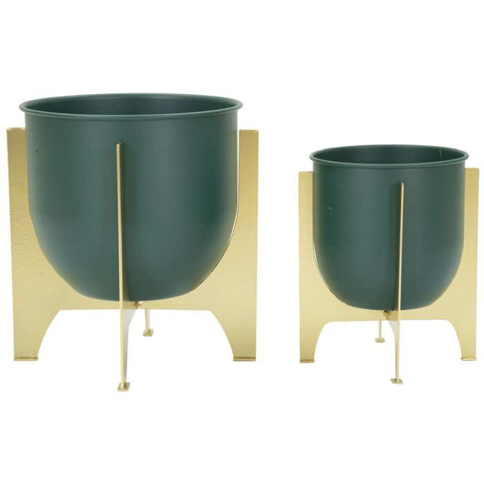 Mauro Ferretti bloemenstandaard Grent Shet Set 2-delig Ø 24,5x26-19x21 cm groen goud