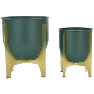 Mauro Ferretti bloemenstandaard Grent Shet Set 2-delig Ø 24,5x26-19x21 cm groen goud