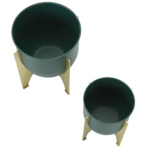 Mauro Ferretti bloemenstandaard Grent Shet Set 2-delig Ø 24,5x26-19x21 cm groen goud