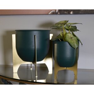 Mauro Ferretti bloemenstandaard Grent Shet Set 2-delig Ø 24,5x26-19x21 cm groen goud