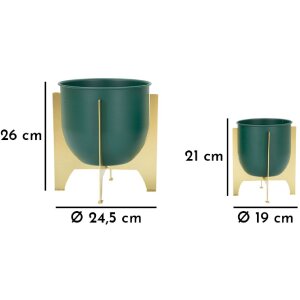 Mauro Ferretti bloemenstandaard Grent Shet Set 2-delig Ø 24,5x26-19x21 cm groen goud