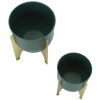 Mauro Ferretti bloemenstandaard Grent Shet Set 2-delig Ø 24,5x26-19x21 cm groen goud
