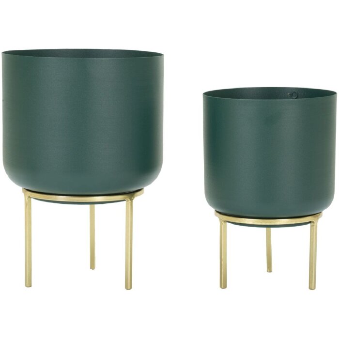 Mauro Ferretti bloemenstandaard Grent Set 2-delig Ø 20x29-16x24 cm groen goud