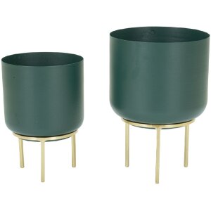 Mauro Ferretti bloemenstandaard Grent Set 2-delig Ø 20x29-16x24 cm groen goud