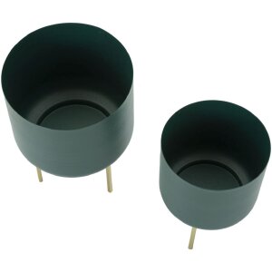 Mauro Ferretti bloemenstandaard Grent Set 2-delig Ø 20x29-16x24 cm groen goud