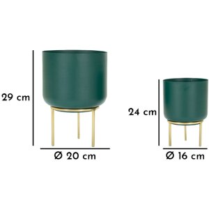 Mauro Ferretti bloemenstandaard Grent Set 2-delig Ø 20x29-16x24 cm groen goud