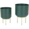 Mauro Ferretti bloemenstandaard Grent Set 2-delig Ø 20x29-16x24 cm groen goud