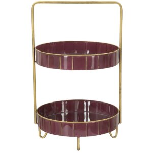 Mauro Ferretti Double Glam decoratief schap Ø 36,5x34,5x56,5 cm bordeaux goud