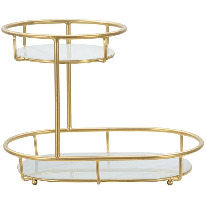 Mauro Ferretti decoratieve kom 2 niveaus 36x22,5x27 cm goud