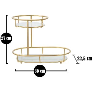 Mauro Ferretti decoratieve kom 2 niveaus 36x22,5x27 cm goud