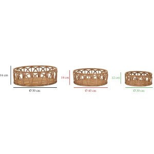 Mauro Ferretti dienbladenset Fuji 3-delig Ø 50x16-40x14-30x12 cm bruin
