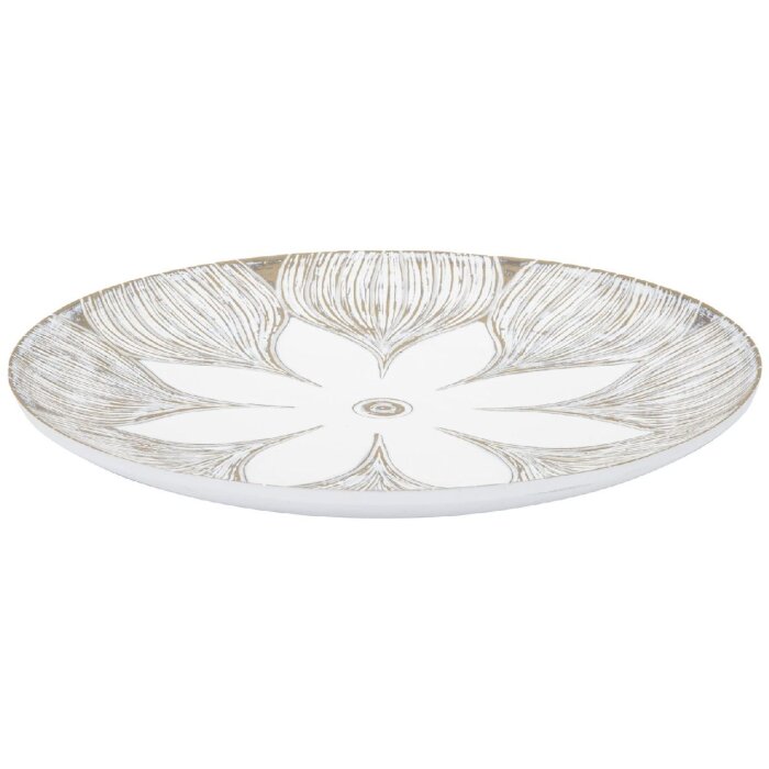 Mauro Ferretti decoratief dienblad Atene Polyresin White Wash Ø 35,5x4,4 cm Boho Chic
