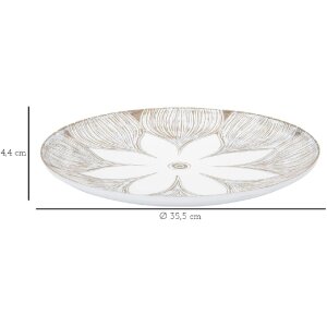 Mauro Ferretti decoratief dienblad Atene Polyresin White Wash Ø 35,5x4,4 cm Boho Chic