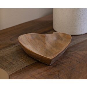 Mauro Ferretti decoratieve kom Kiha hartvorm 15x17x3,5 cm bruin