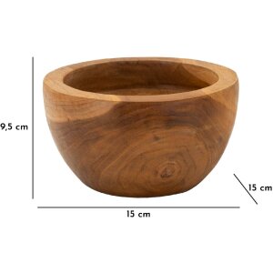 Dienblad Erusi Simple Teak Ø 15x9,5 cm Bruin Gerecycled teakhout Handgemaakt