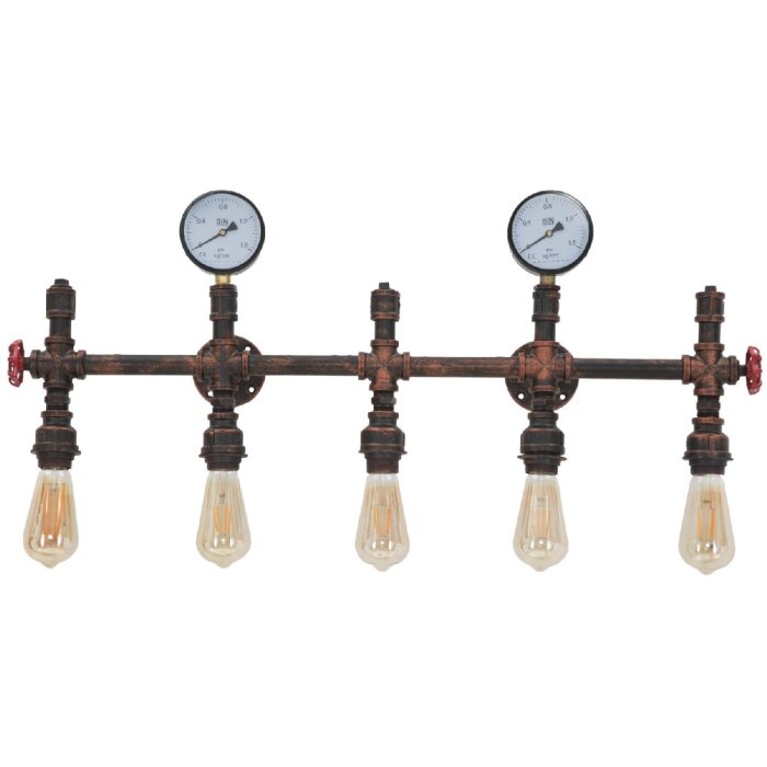Mauro Ferretti wandlamp industrieel 5-lichts E27 86x9x32 cm zwart