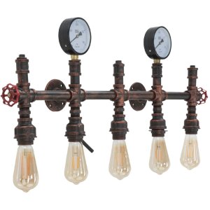 Mauro Ferretti wandlamp industrieel 5-lichts E27 86x9x32 cm zwart