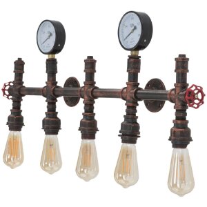 Mauro Ferretti wandlamp industrieel 5-lichts E27 86x9x32 cm zwart