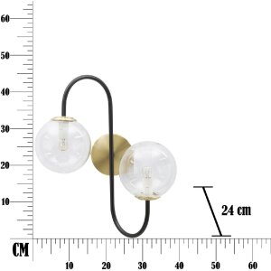 Mauro Ferretti wandlamp 2-lichts E14 36x24x45 cm goud zwart