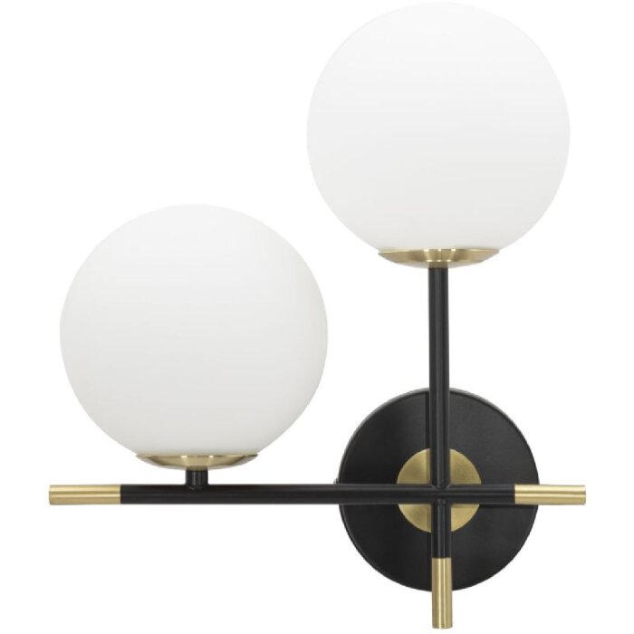 Mauro Ferretti wandlamp Darky dubbel E14 30x17x35 cm goud wit zwart