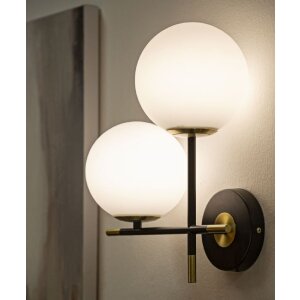 Mauro Ferretti wandlamp Darky dubbel E14 30x17x35 cm goud wit zwart