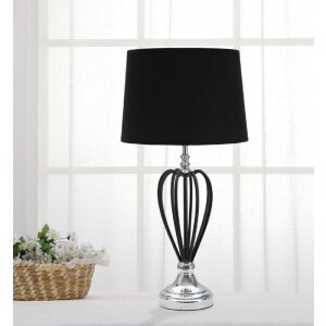 Mauro Ferretti Darky tafellamp zilver E27 Ø 28x56 cm zwart zilver