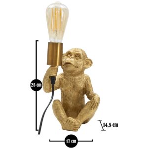 Mauro Ferretti tafellamp monkey E27 17x14,5x25 cm goud