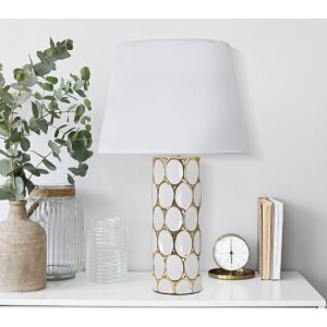Mauro Ferretti tafellamp Glam Carv E27 Ø 34,5x56 cm witgoud