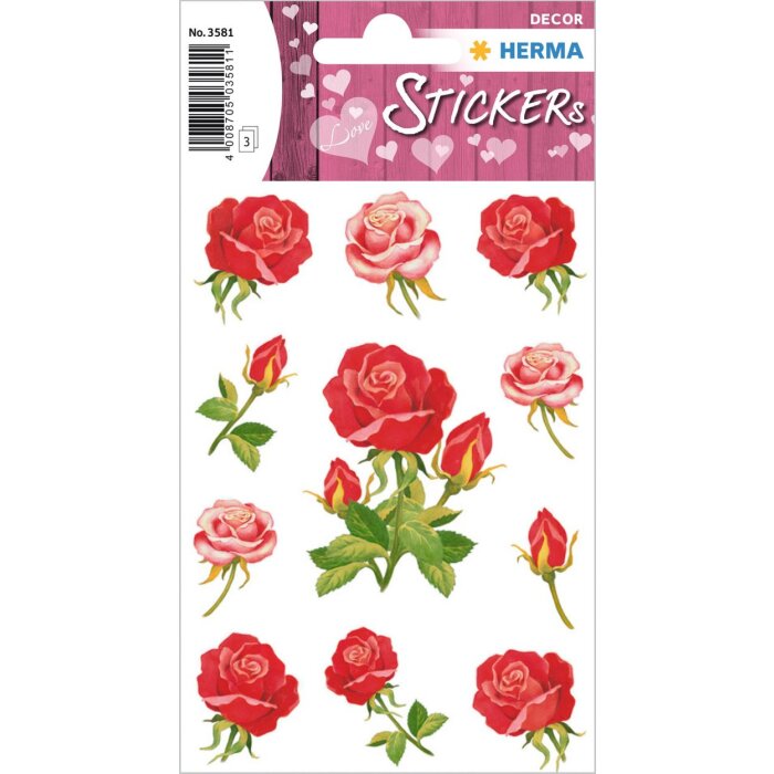 Decoratieve etiketten decor rozen 3 vellen