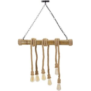 Mauro Ferretti plafondlamp bamboe touw 6-lichts E27 80x15x120 cm bruin
