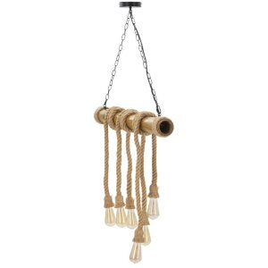 Mauro Ferretti plafondlamp bamboe touw 6-lichts E27 80x15x120 cm bruin