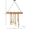 Mauro Ferretti plafondlamp bamboe touw 6-lichts E27 80x15x120 cm bruin