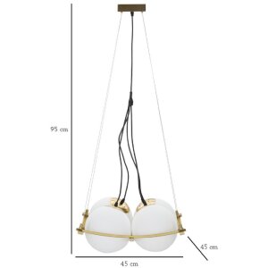 Mauro Ferretti plafondlamp Japan vierkant 4-lichts E27 45x45x20 cm goud wit