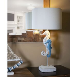 Mauro Ferretti Zeepaardje Tabel lamp E27 Ø 30,5x66,5 cm wit blau