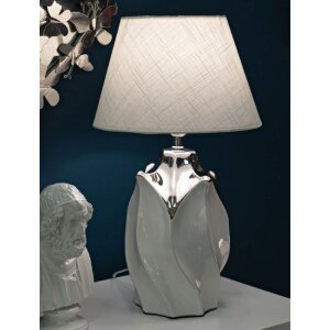 Mauro Ferretti tafellamp Shiny E27 ∅ 30x51 cm wit zilver