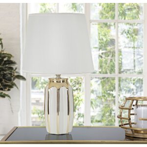 Mauro Ferretti tafellamp Cassy E27 Ø 25×40,5 cm wit goud