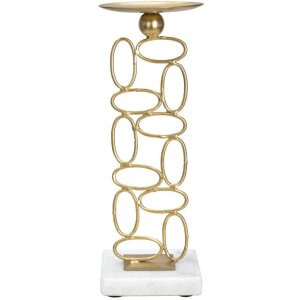 Mauro Ferretti kandelaar Blazen 10x10x27 cm goud wit