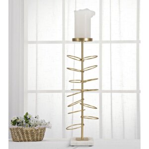 Mauro Ferretti Kerzenhouder Ringen 14x13x46 cm goudwit wit