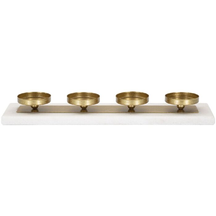Mauro Ferretti Kaarshouder Marmer voor 4 kaarsen 40x10x5 cm goud