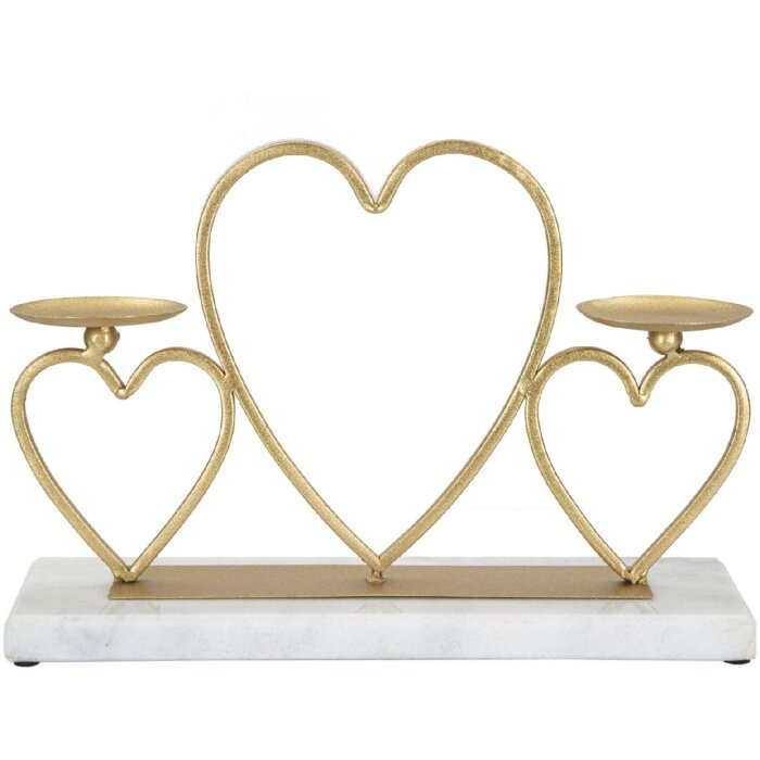 Mauro Feretti Kaarshouder Hart voor 2 kaarsen 30x9x20 cm goud