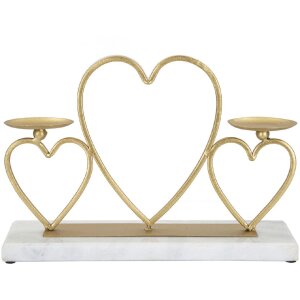Mauro Feretti Kaarshouder Hart voor 2 kaarsen 30x9x20 cm goud