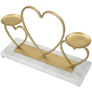 Mauro Feretti Kaarshouder Hart voor 2 kaarsen 30x9x20 cm goud
