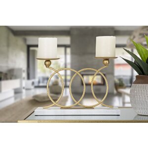 Mauro Ferretti Kaarshouder Eeuwigheid voor 2 kaarsen 30x9x20 cm goud