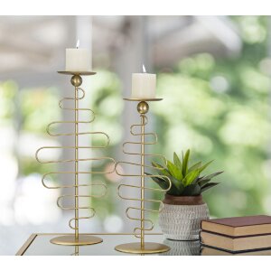 Mauro Ferretti kandelaar Alid - Twee-stuksstel 25x16x51 cm en 20x16x43 cm goud